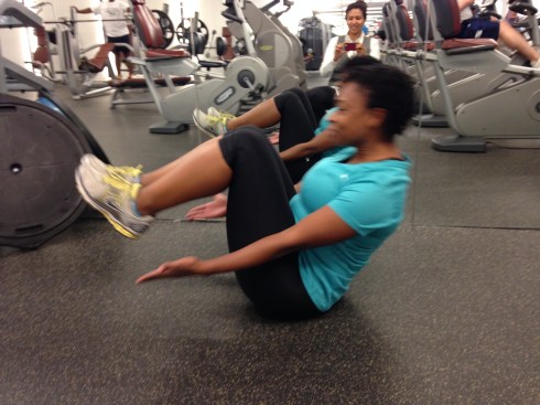 You see me struggling, but the woman reflected in the mirror is part of my O-line. That's Willa.